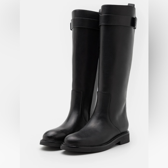 Tory Burch Women's Double T Leather Utility Tall Boot - Picture 1 of 8